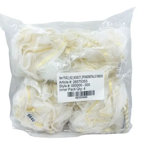 Bath & Body Works Metallic Gold Ribbon Loofah Sponges - Set of 4 - Picture 2 of 3